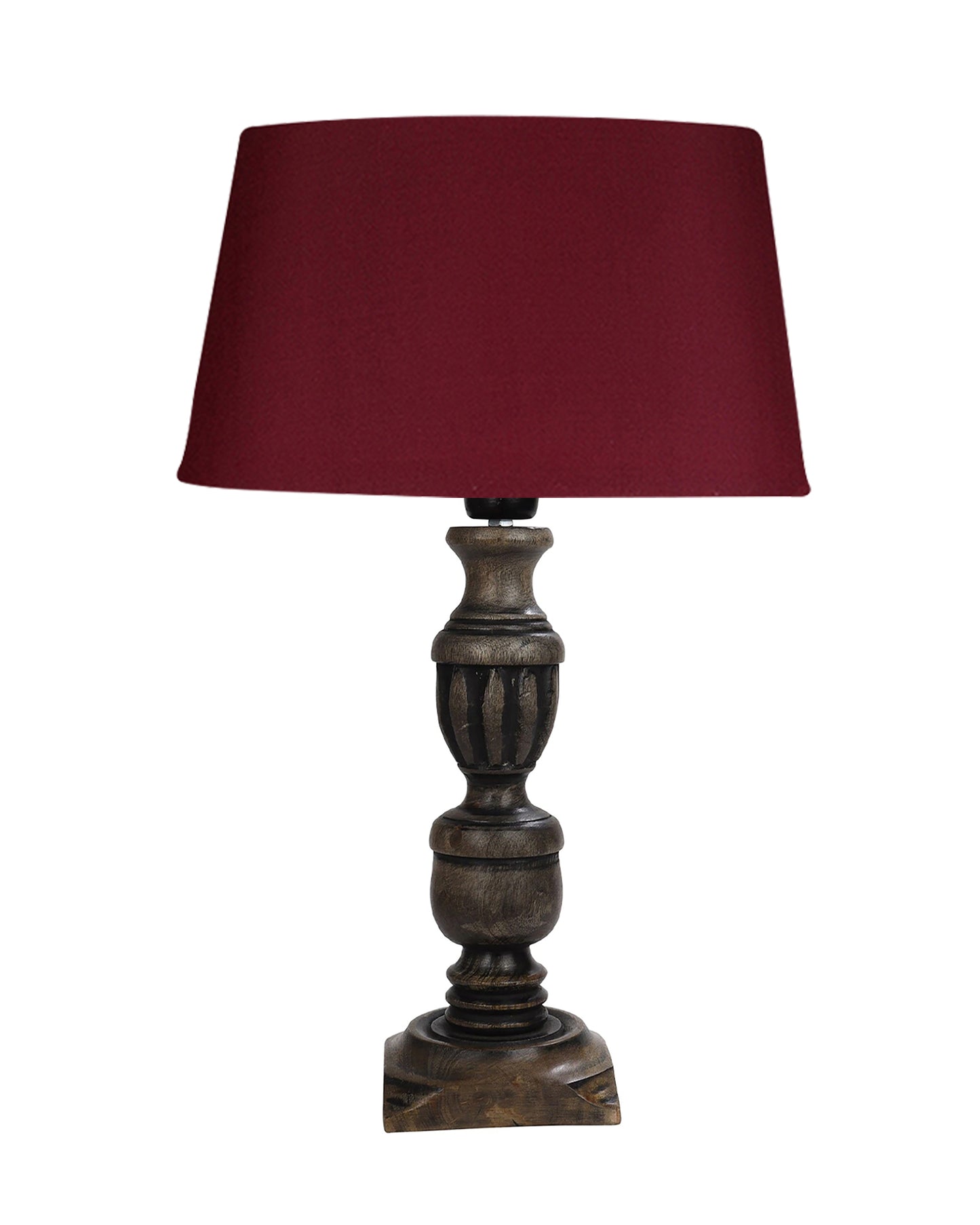 Rustic Antique Black French Trophy Carved Table lamp with Empire shade