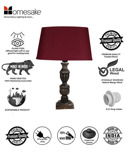 Rustic Antique Black French Trophy Carved Table lamp with Empire shade