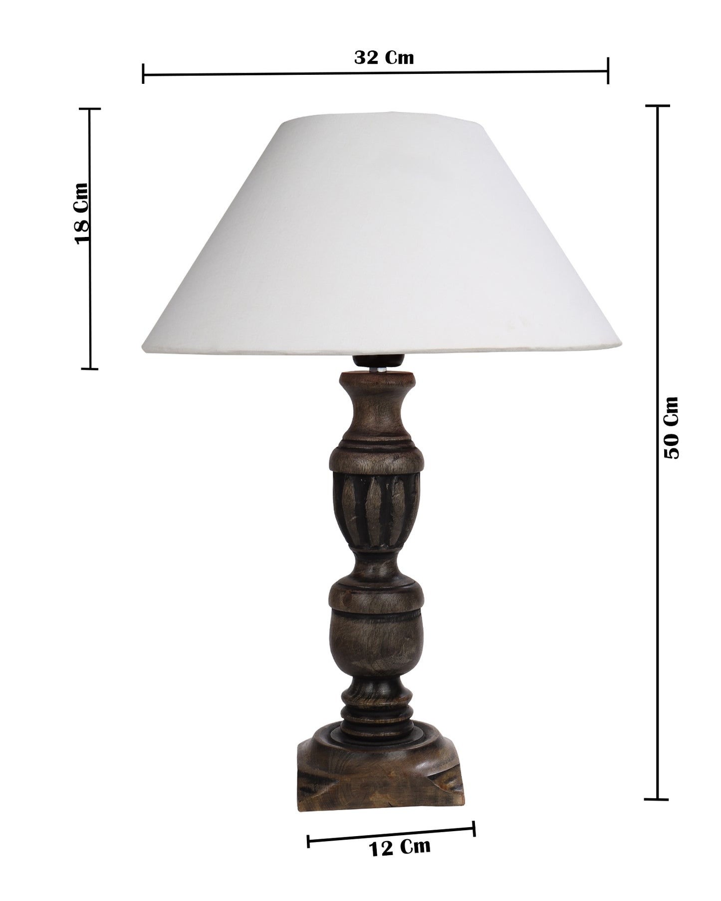 Rustic Antique Black French Trophy Carved Table lamp with Empire shade