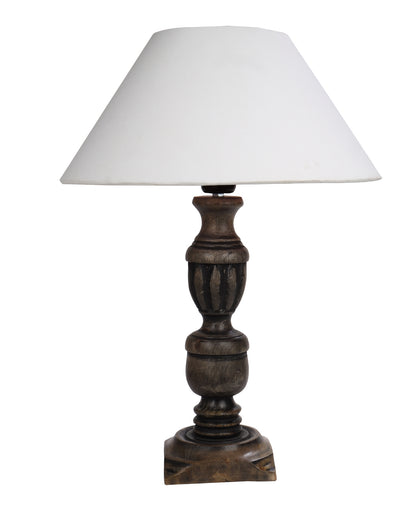 Rustic Antique Black French Trophy Carved Table lamp with Empire shade