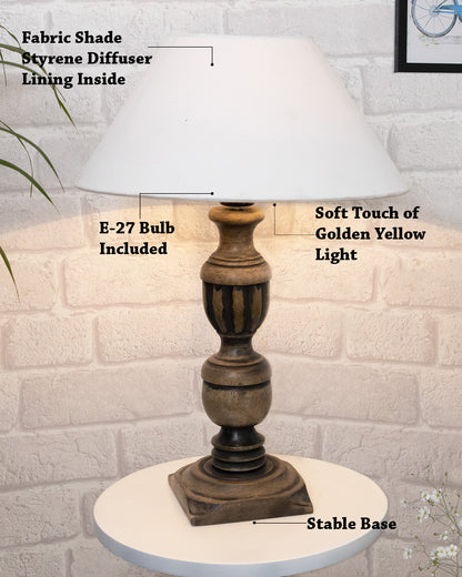 Rustic Antique Black French Trophy Carved Table lamp with Empire shade