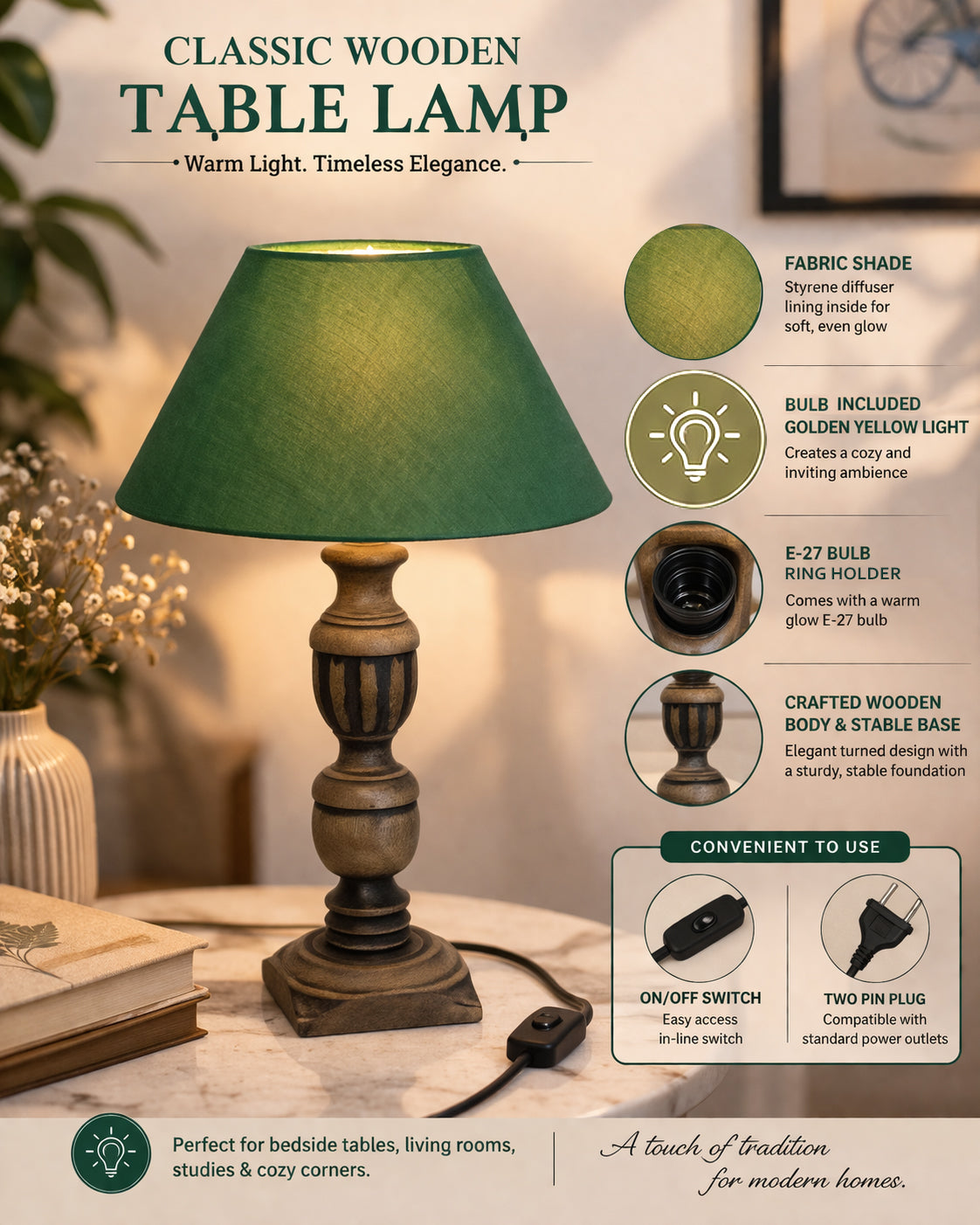 Rustic Antique Black French Trophy Carved Table lamp with Empire shade