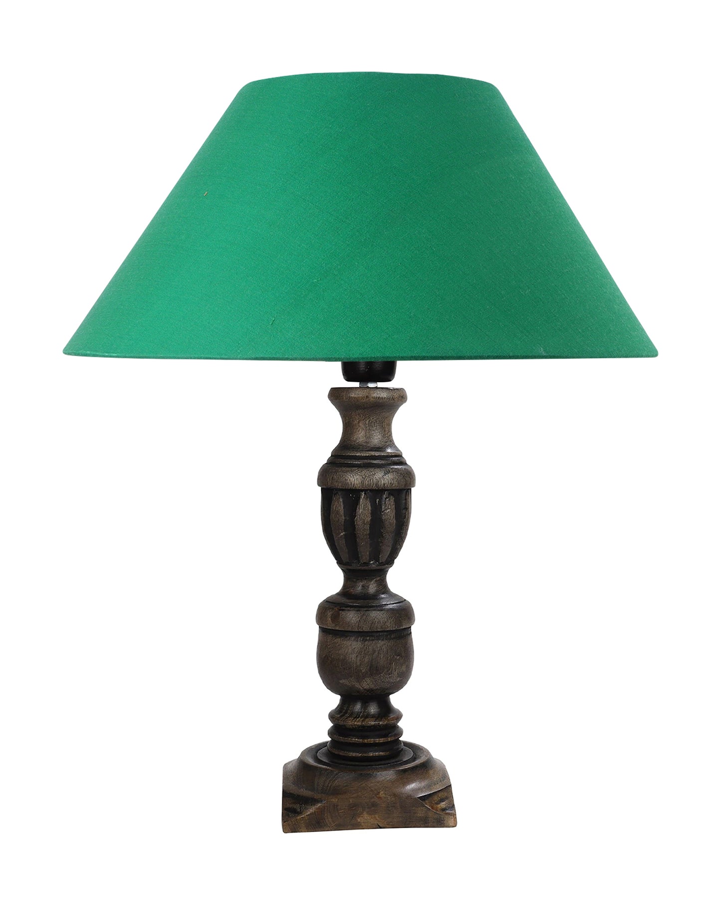 Rustic Antique Black French Trophy Carved Table lamp with Empire shade