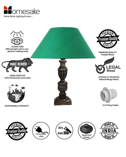 Rustic Antique Black French Trophy Carved Table lamp with Empire shade