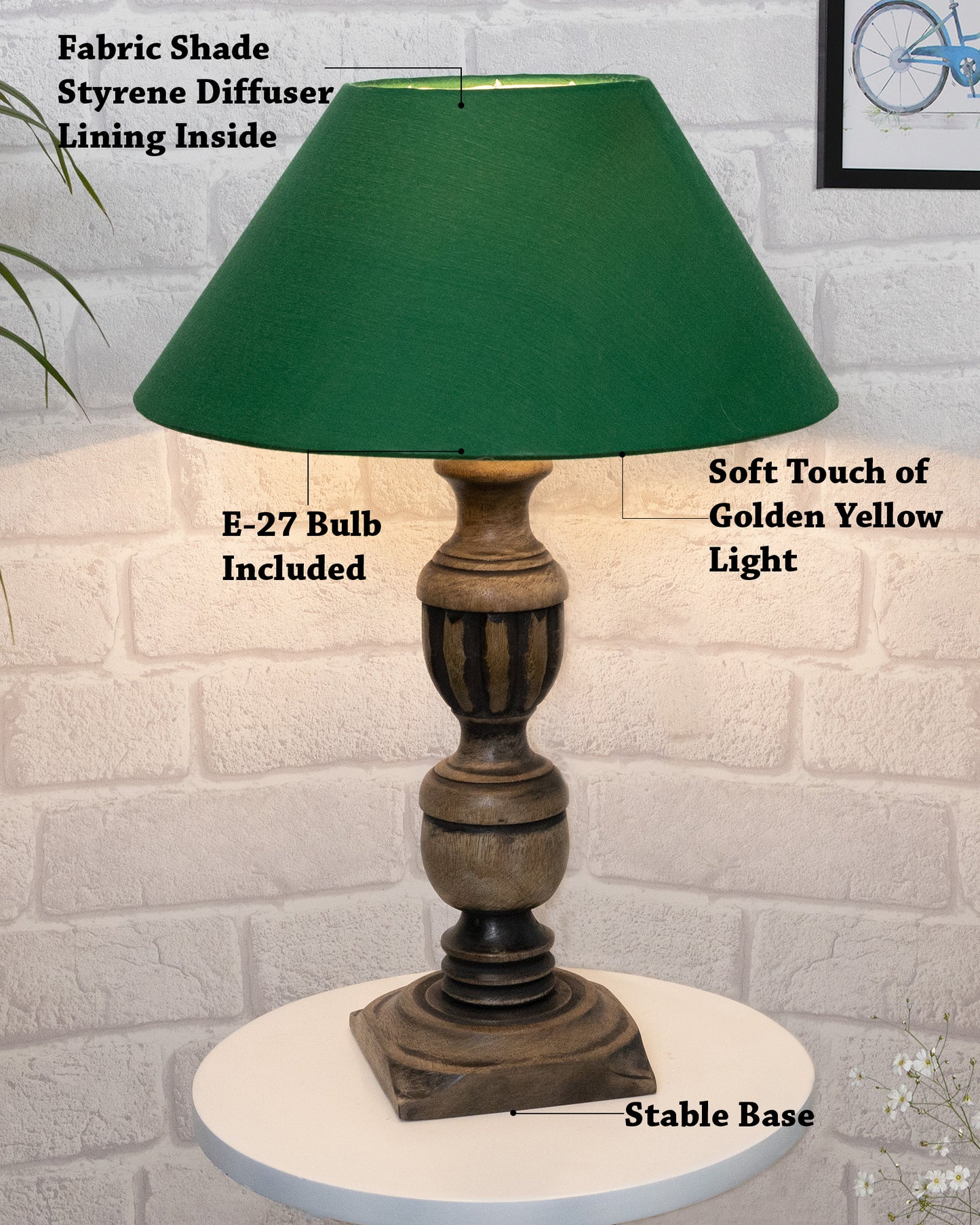 Rustic Antique Black French Trophy Carved Table lamp with Empire shade
