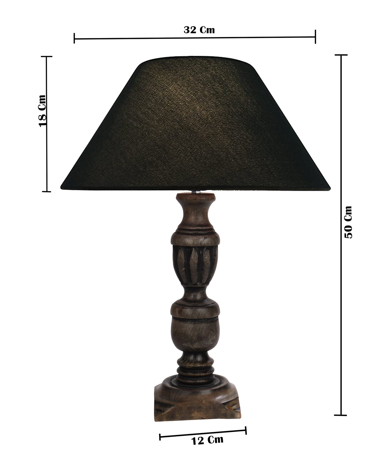 Rustic Antique Black French Trophy Carved Table lamp with Empire shade
