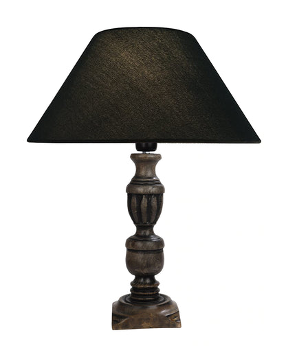Rustic Antique Black French Trophy Carved Table lamp with Empire shade