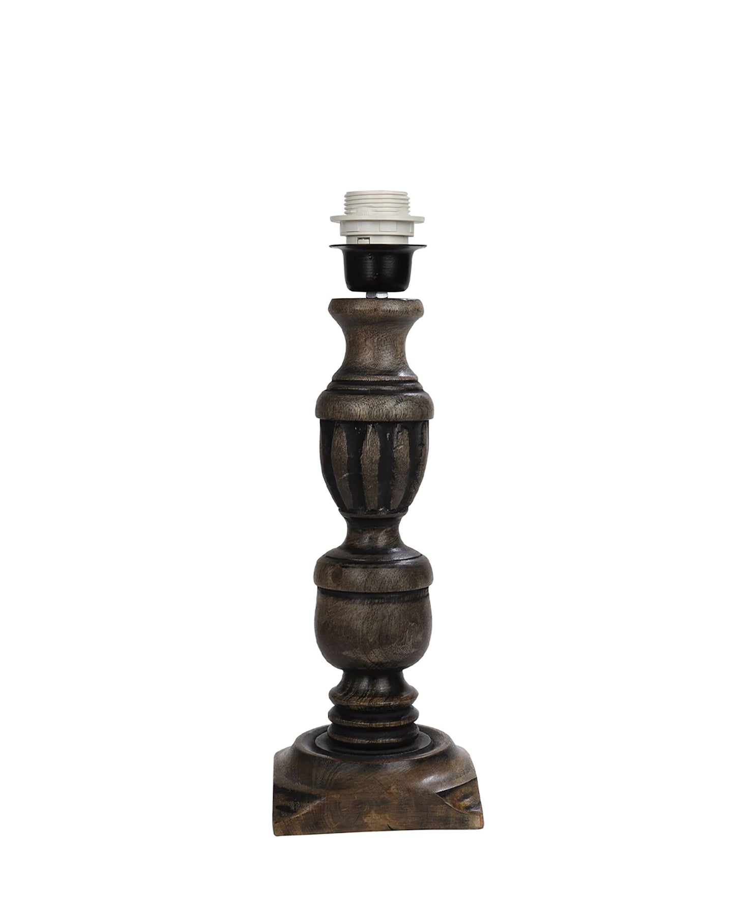 Rustic Antique Black French Trophy Carved Table lamp with Empire shade