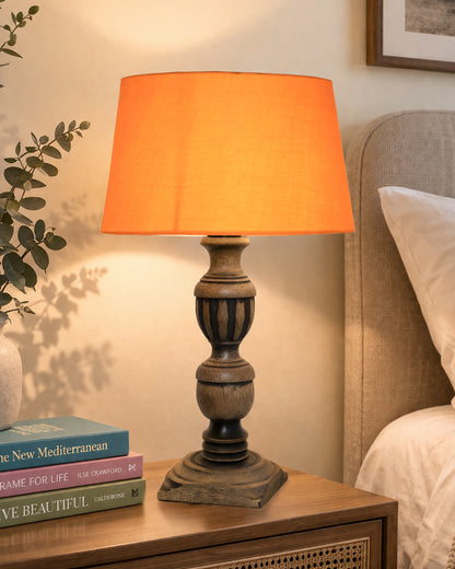 Rustic Antique Black French Trophy Carved Table lamp with Empire shade