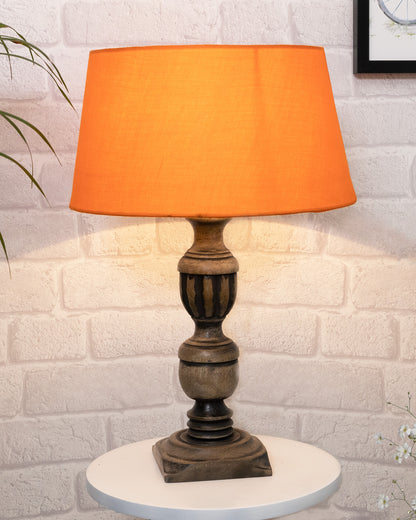 Rustic Antique Black French Trophy Carved Table lamp with Empire shade