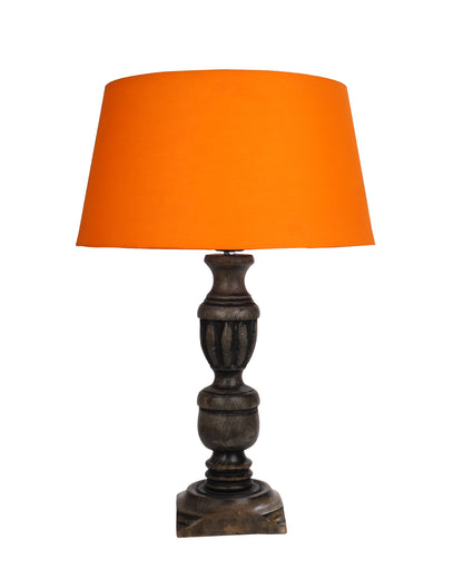 Rustic Antique Black French Trophy Carved Table lamp with Empire shade