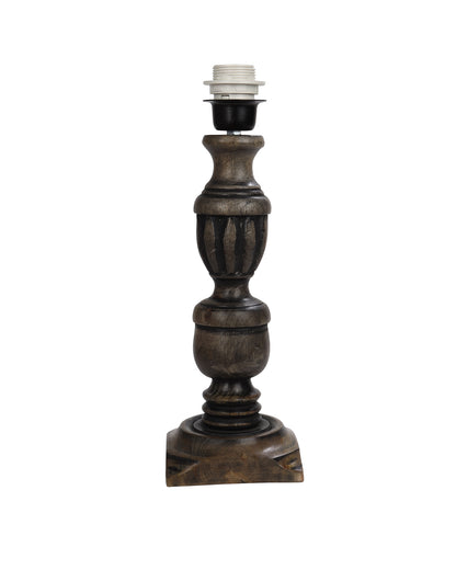 Rustic Antique Black French Trophy Carved Table lamp with Empire shade