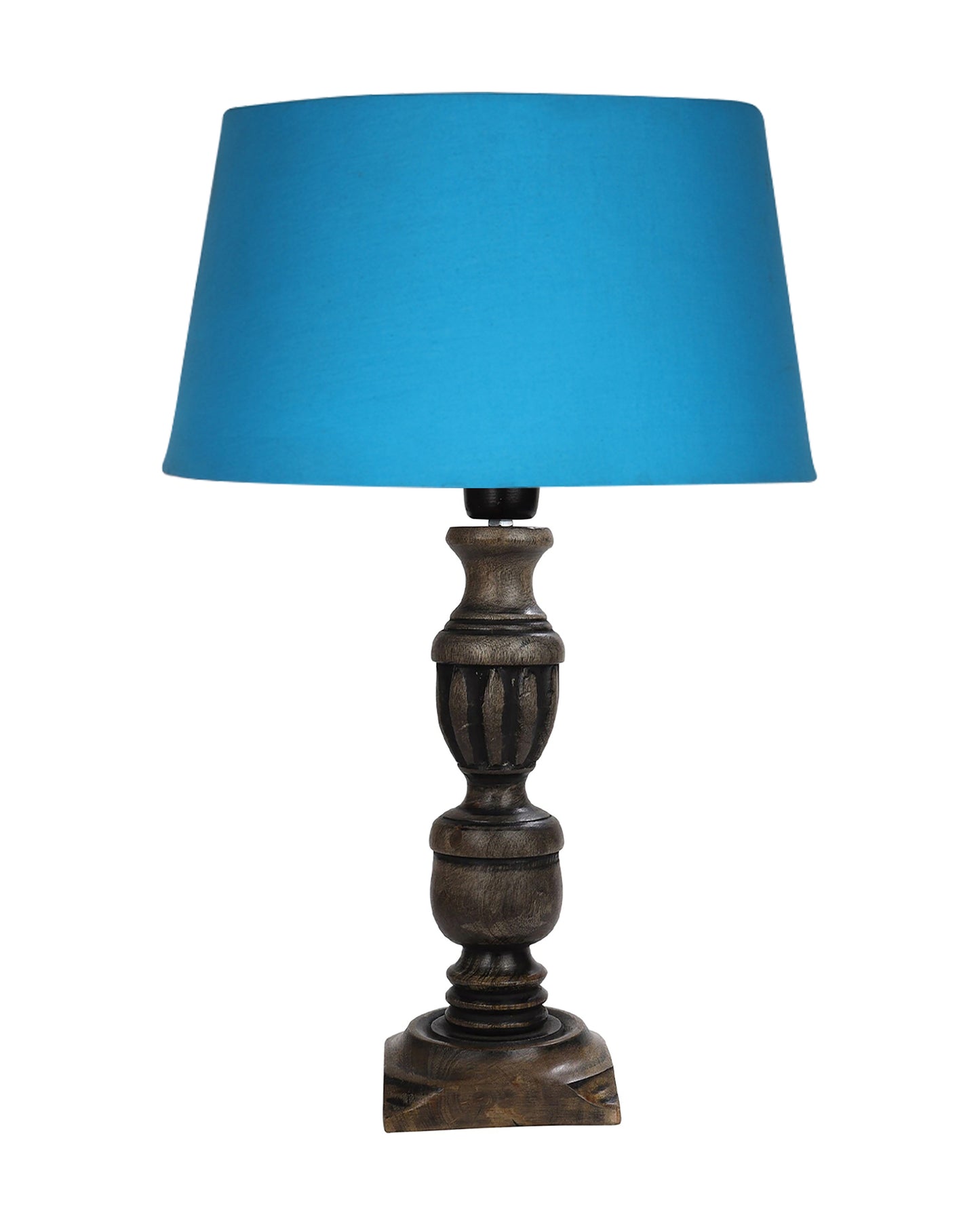 Rustic Antique Black French Trophy Carved Table lamp with Empire shade
