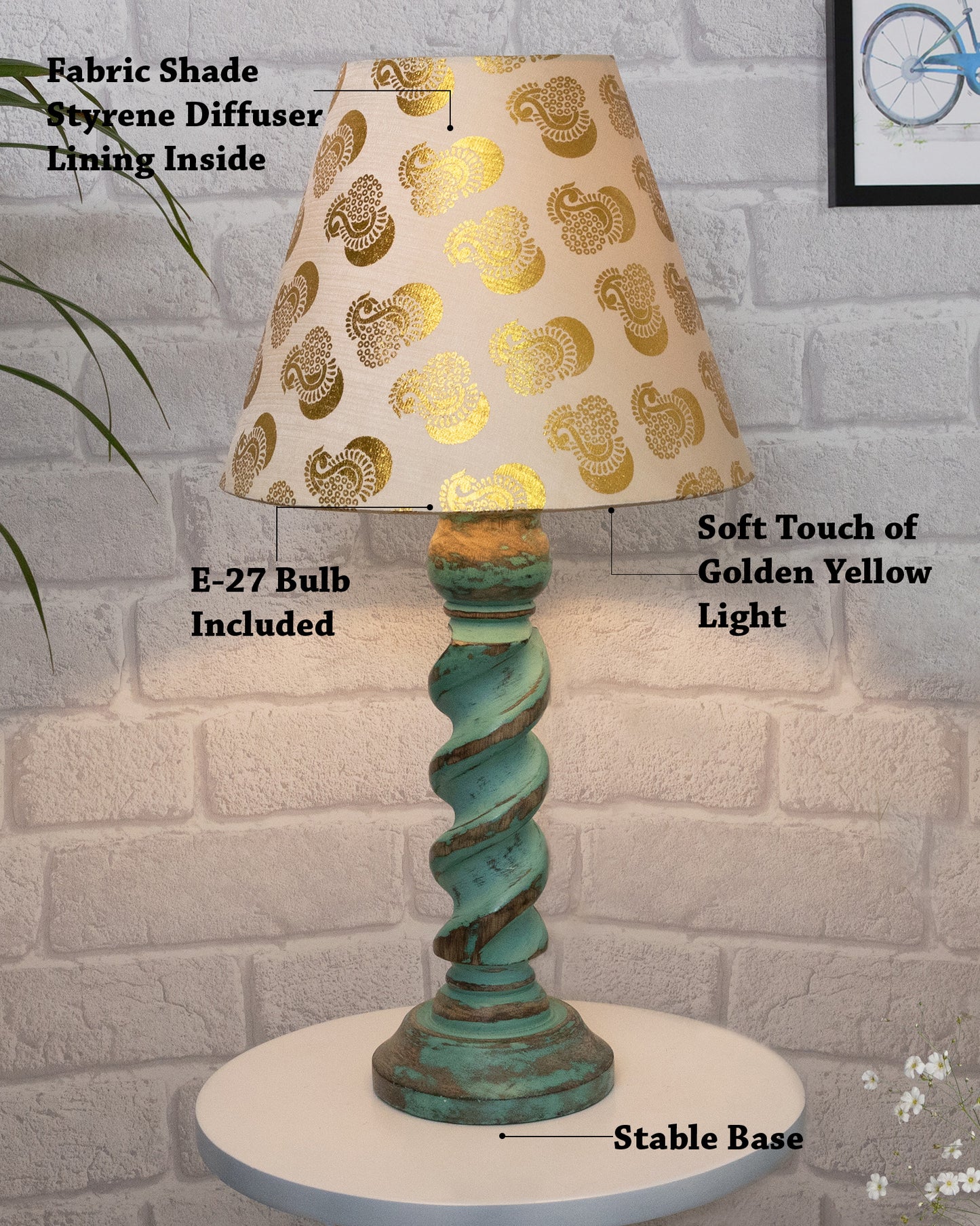 Signature Rustic Rope Algae Table Lamp With Jute Cone Shade, farmhouse Living Room Bedroom House Bedside Nightstand Home Office Reading Light