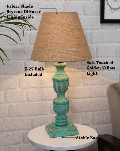 Rustic Algae French Trophy Carved Table lamp with Empire Cone Shade