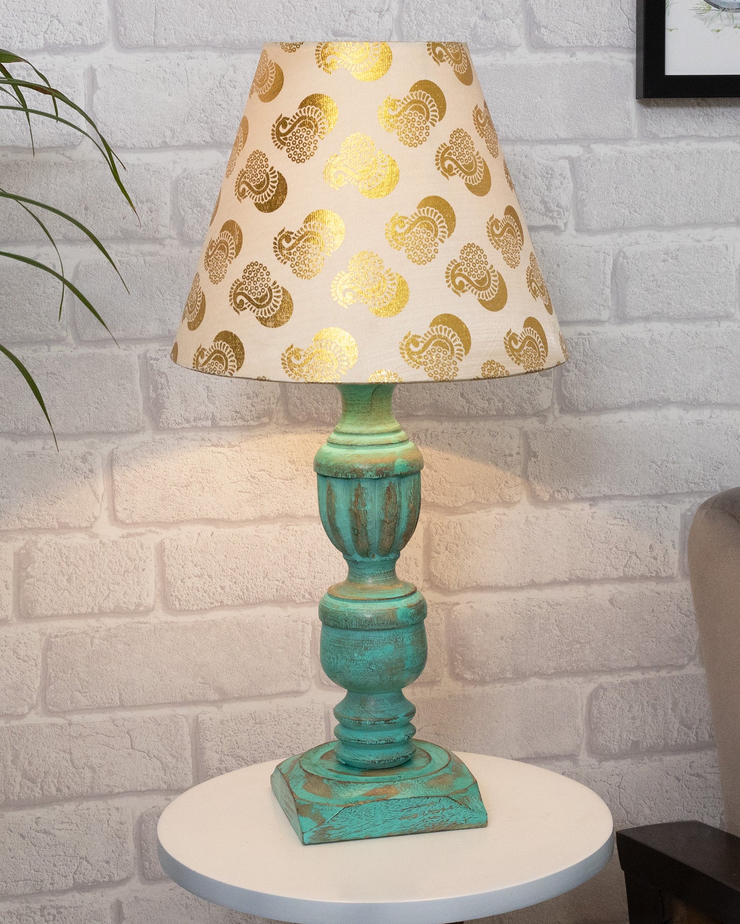 Rustic Algae French Trophy Carved Table lamp with Empire Cone Shade
