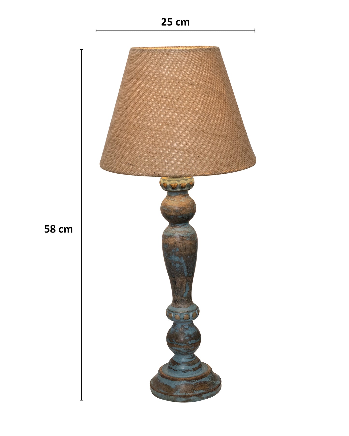 Eureka Polka Wood Table Lamp Bedside Distressed Living Room Light, Sky Blue,shade