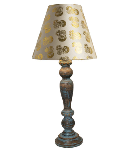 Eureka Polka Wood Table Lamp Bedside Distressed Living Room Light, Sky Blue,shade