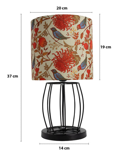 Modern Table Lamp, Metal Wire Cage Base Modern Fabric Lampshade for Home Office Cafe Restaurant,