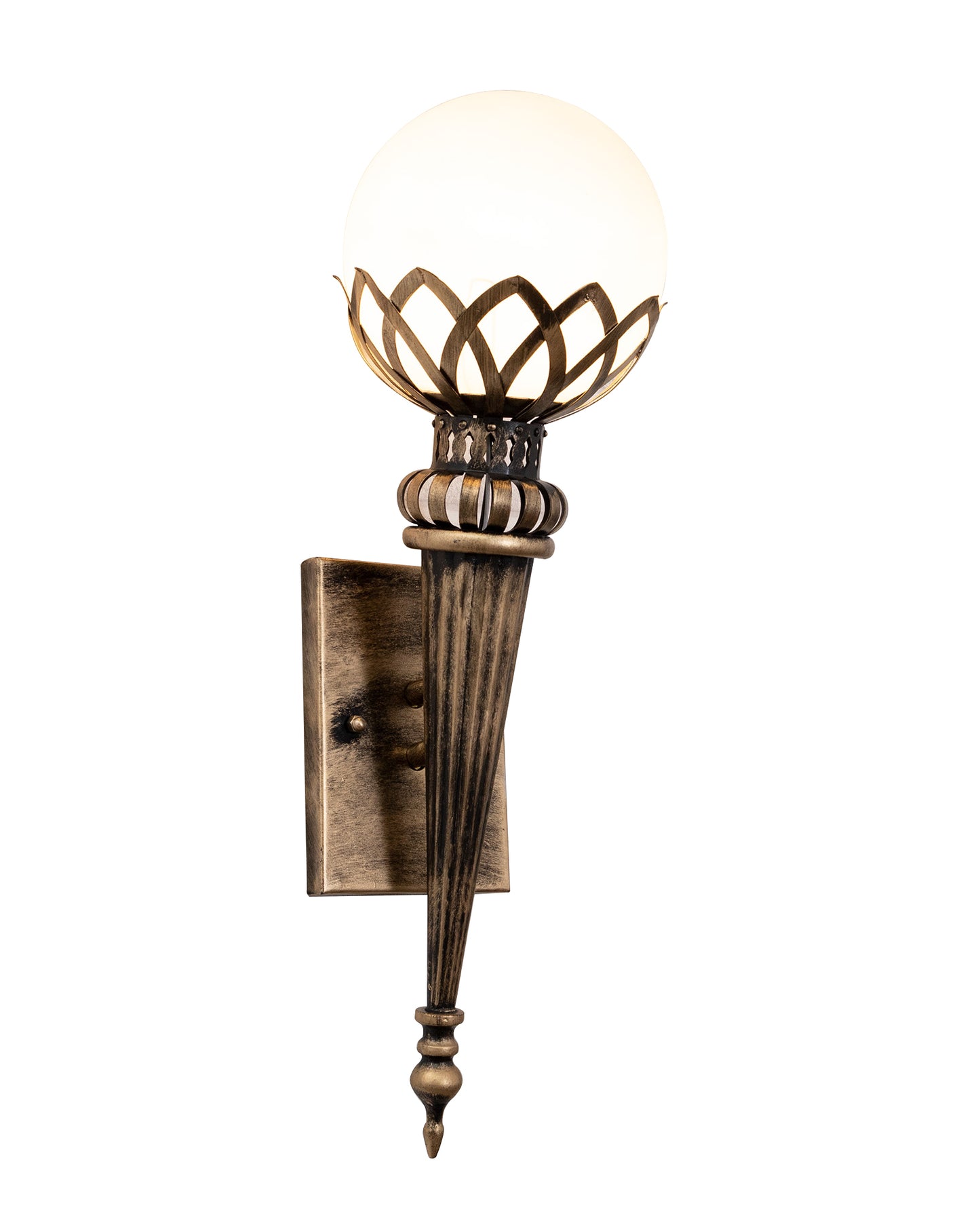 Filigree Wall Torch Rustic Wall Light Fixtures, Oil Rubbed Bronze Finish Indoor Vintage Wall Sconce Industrial Lamp Fixture Glass Shade Farmhouse Metal Sconces for Bedroom Living Room Cafe