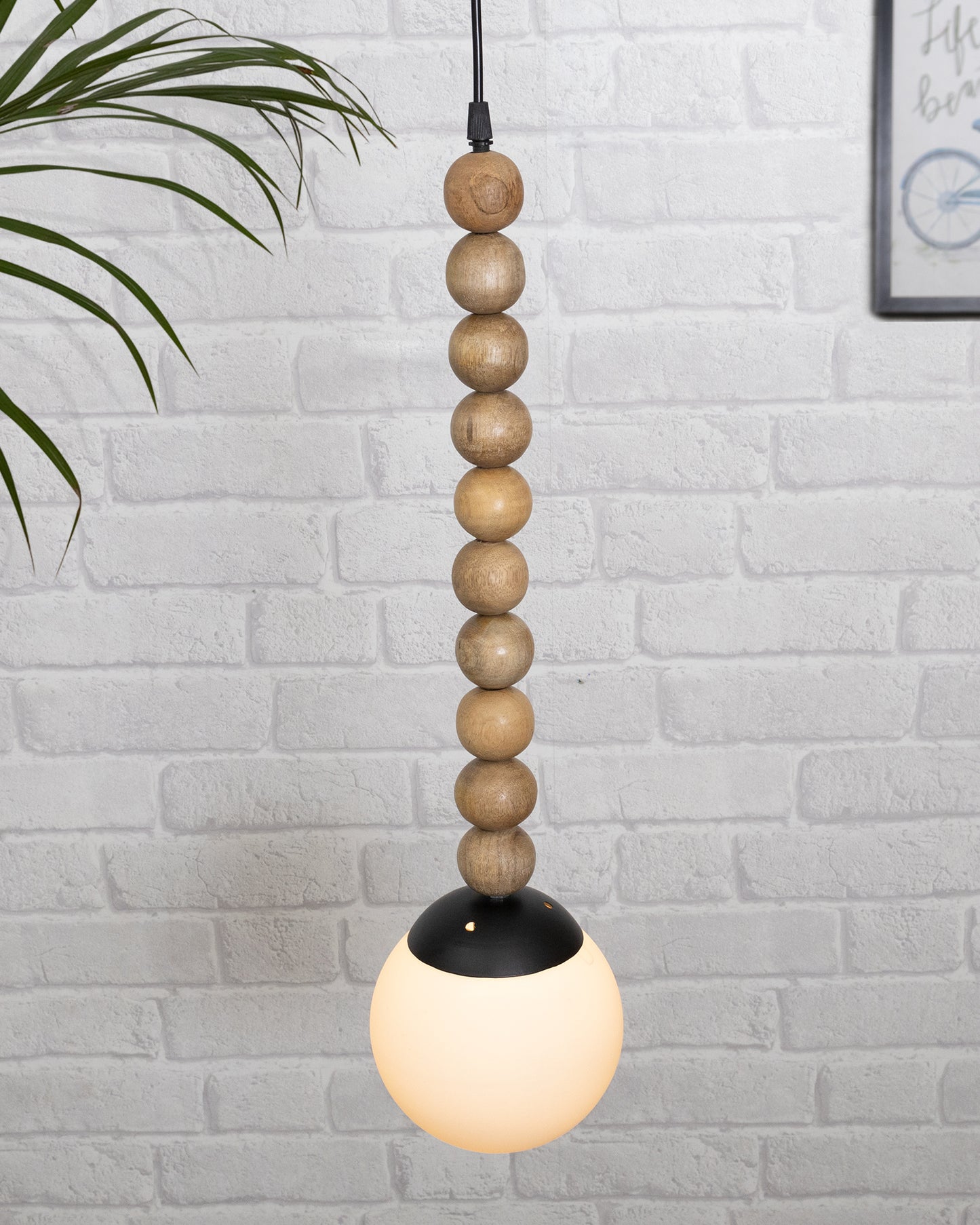 Rustic Beaded Swag Pendant, Balcony Bar Cafe Living Dining Room, Retro Loft Light, Ceiling Hanging Light, natural white Frosted globe
