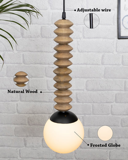 Rustic Beaded Swag Pendant, Balcony Bar Cafe Living Dining Room, Retro Loft Light, Ceiling Hanging Light, natural white Frosted globe