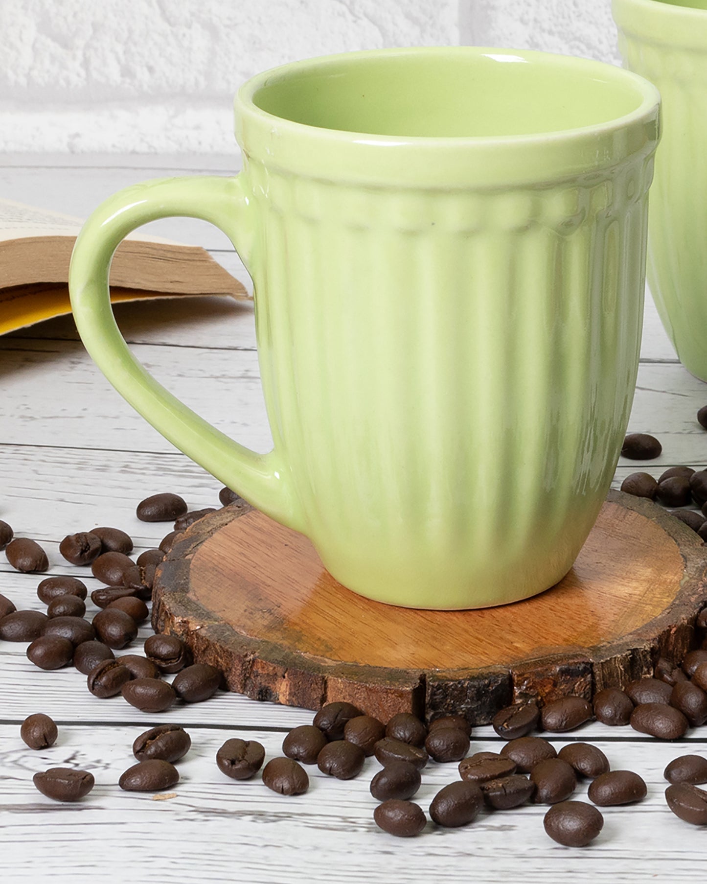 Handmade Irish Coffee Tea & Beer Mugs, Set of 6 Altered Glaze Latte Cups, Strips