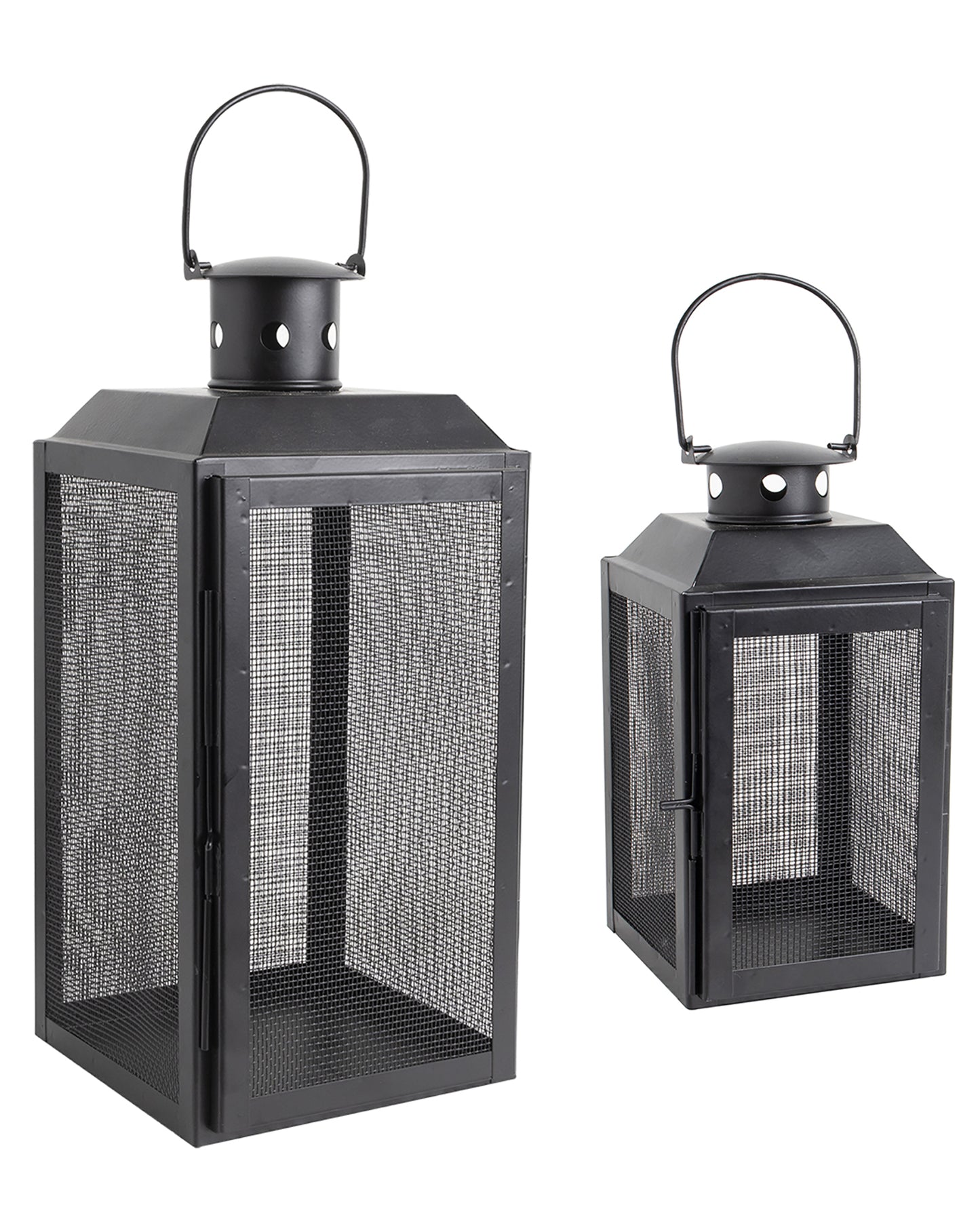 Set of 2 Iron Lantern and Candle Tealight Holder for Home Decor Items With 50 Warm White LEDs for Garden Patio Landscape Decoration