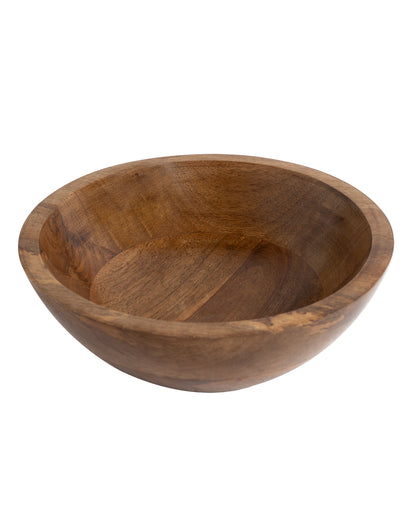 Flat base Wooden Serving Bowl for Salads, Fruits, Popcorn, Pasta