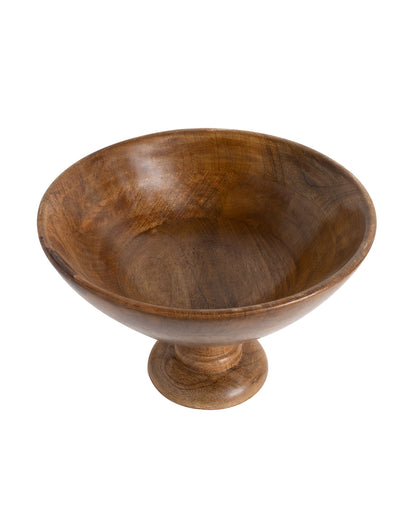 Vintage Wood Bowl with Stand-Natural Wooden Serving Bowl for Salads, Fruits, Popcorn, Pasta