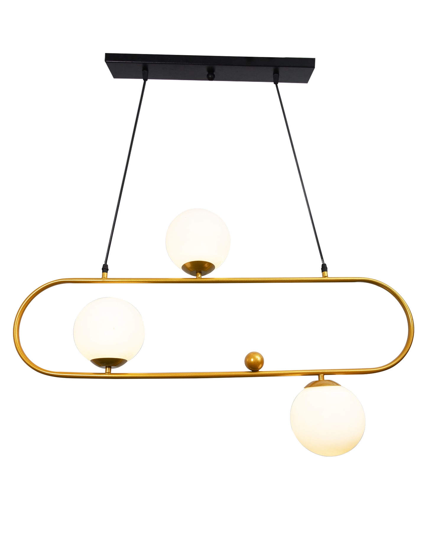 April in Paris Golden Oval Chandelier with Frosted Glass, 3 Light Pendant Light