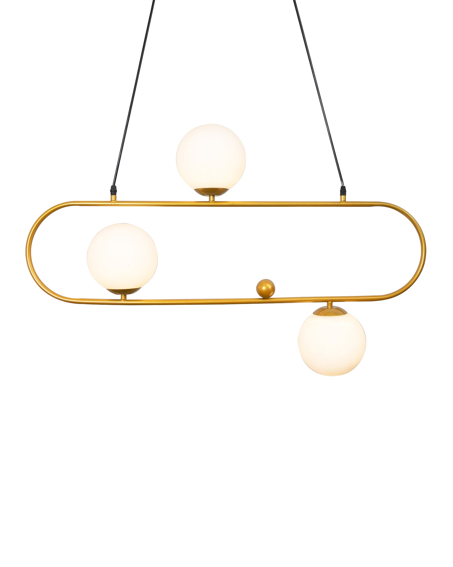 April in Paris Golden Oval Chandelier with Frosted Glass, 3 Light Pendant Light