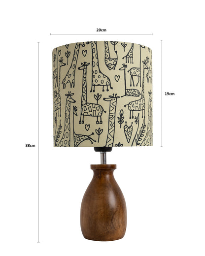 Dovel Pot Modern Table Lamp, Wooden Base Modern Fabric Lampshade for Home Office Cafe Restaurant