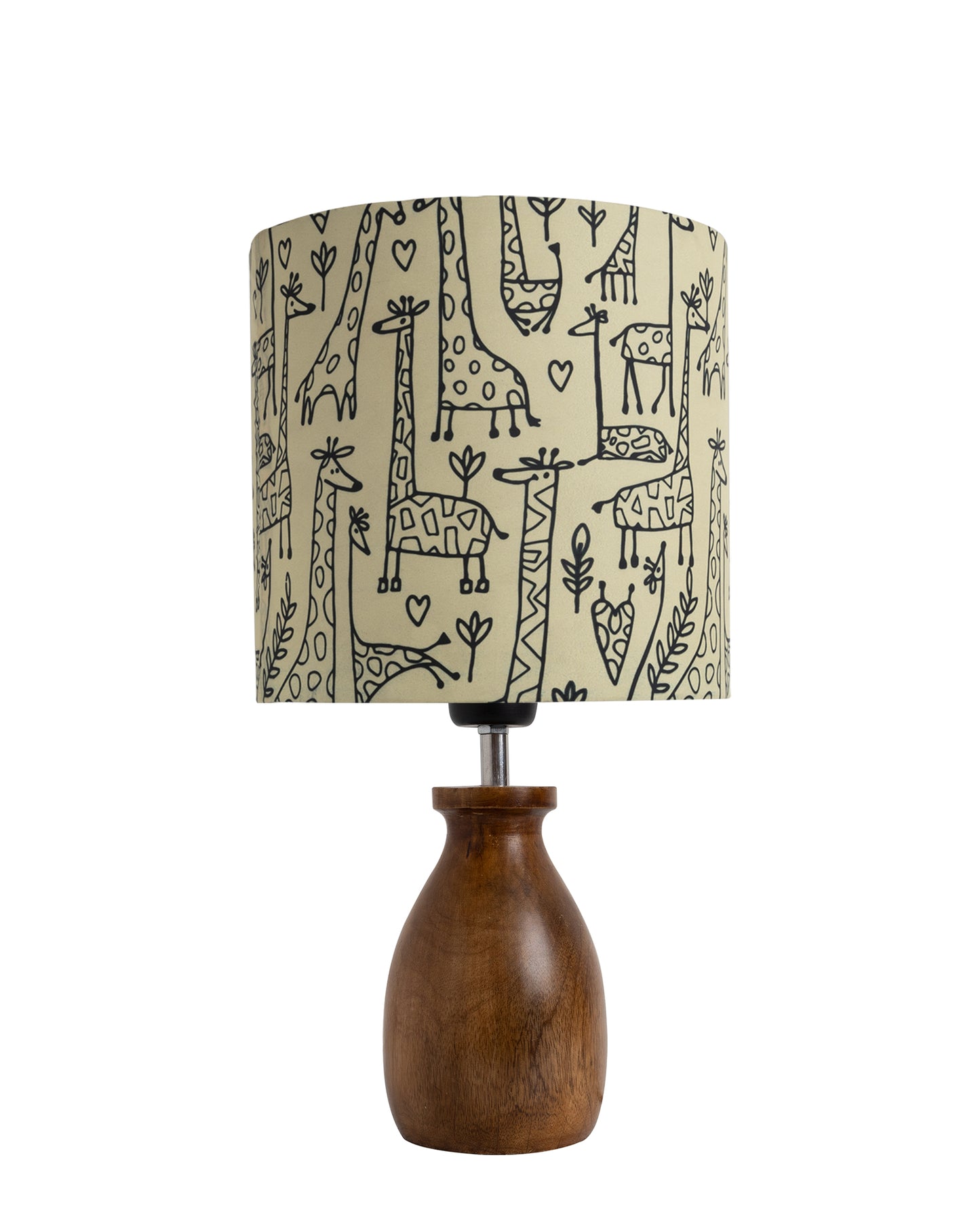 Dovel Pot Modern Table Lamp, Wooden Base Modern Fabric Lampshade for Home Office Cafe Restaurant
