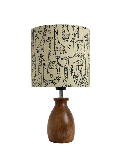 Dovel Pot Modern Table Lamp, Wooden Base Modern Fabric Lampshade for Home Office Cafe Restaurant