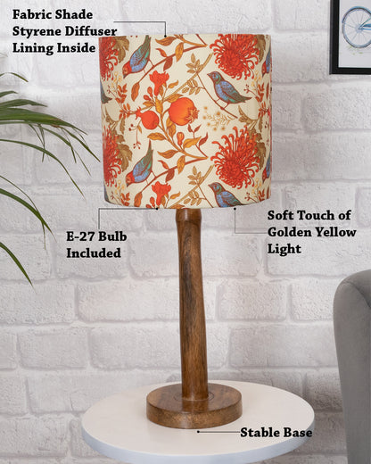 Modern Table Lamp, Wooden Base Modern Fabric Lampshade for Home Office Cafe Restaurant, Nordic Stick