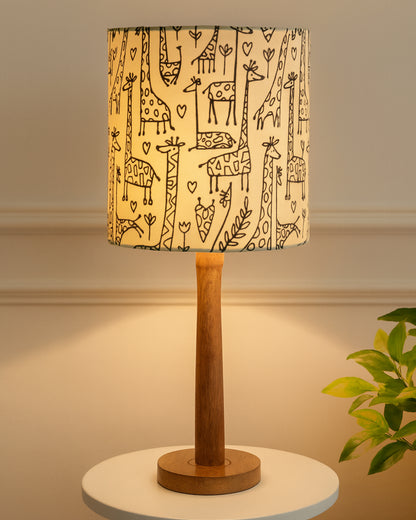 Modern Table Lamp, Wooden Base Modern Fabric Lampshade for Home Office Cafe Restaurant, Nordic Stick