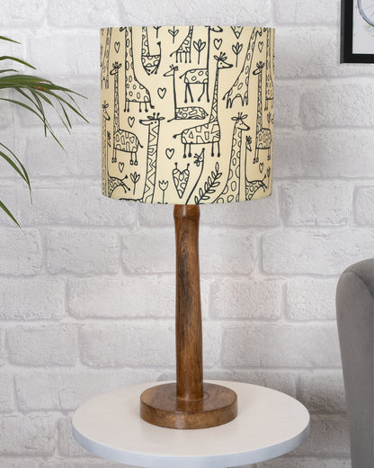 Modern Table Lamp, Wooden Base Modern Fabric Lampshade for Home Office Cafe Restaurant, Nordic Stick