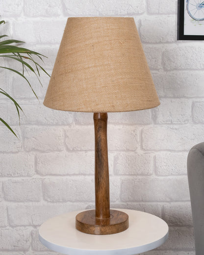 Modern Table Lamp, Wooden Base Modern Fabric Lampshade for Home Office Cafe Restaurant, Nordic Stick