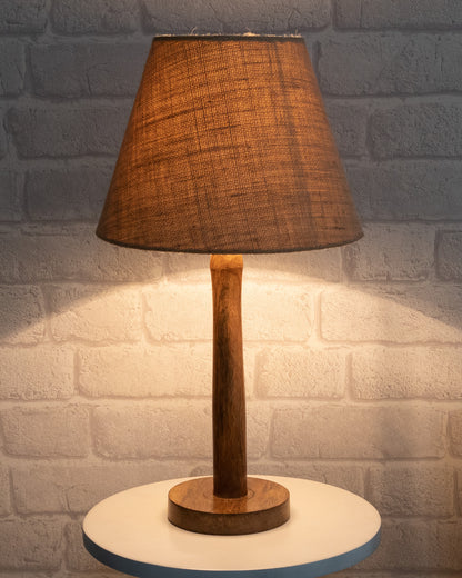 Modern Table Lamp, Wooden Base Modern Fabric Lampshade for Home Office Cafe Restaurant, Nordic Stick