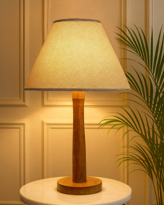 Modern Table Lamp, Wooden Base Modern Fabric Lampshade for Home Office Cafe Restaurant, Nordic Stick