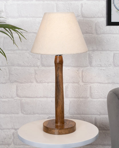 Modern Table Lamp, Wooden Base Modern Fabric Lampshade for Home Office Cafe Restaurant, Nordic Stick