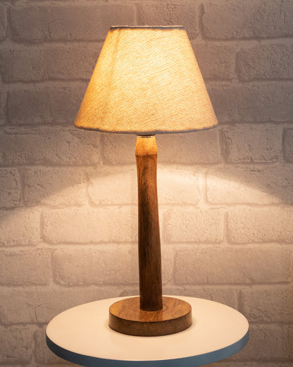 Modern Table Lamp, Wooden Base Modern Fabric Lampshade for Home Office Cafe Restaurant, Nordic Stick
