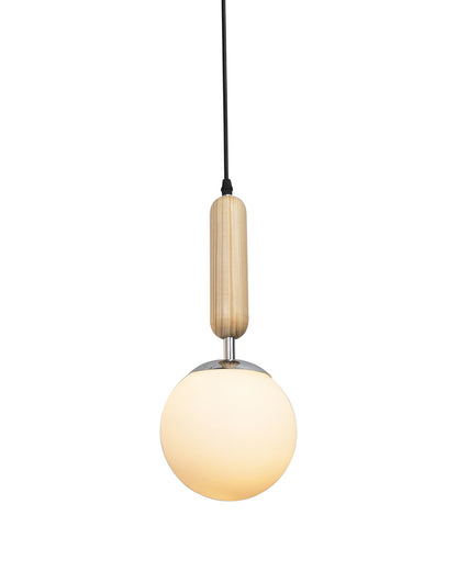 Wood Bullet Lamp with chrome cap Ceiling lamp white frosted glass globe Pack of 1