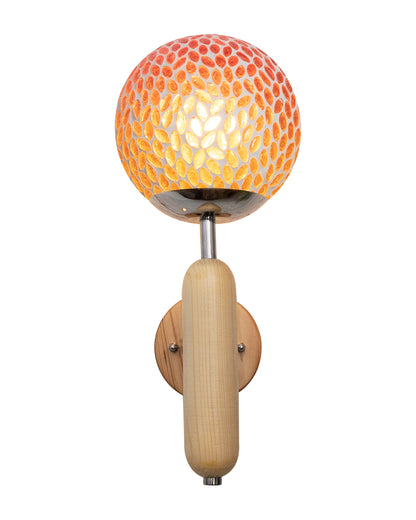 Wood Bullet Wall Lamp with chrome finish, lamp white glass globe