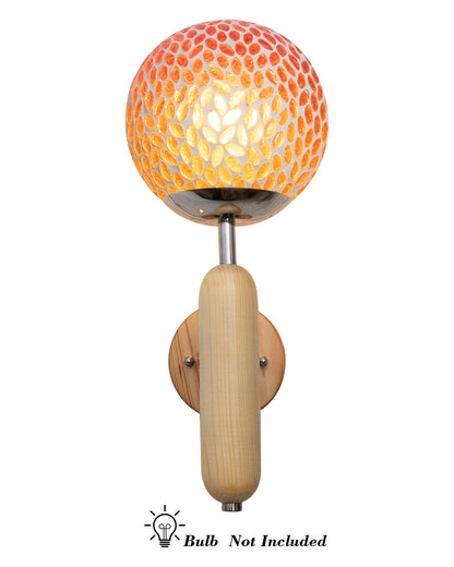 Wood Bullet Wall Lamp with chrome finish, lamp white glass globe