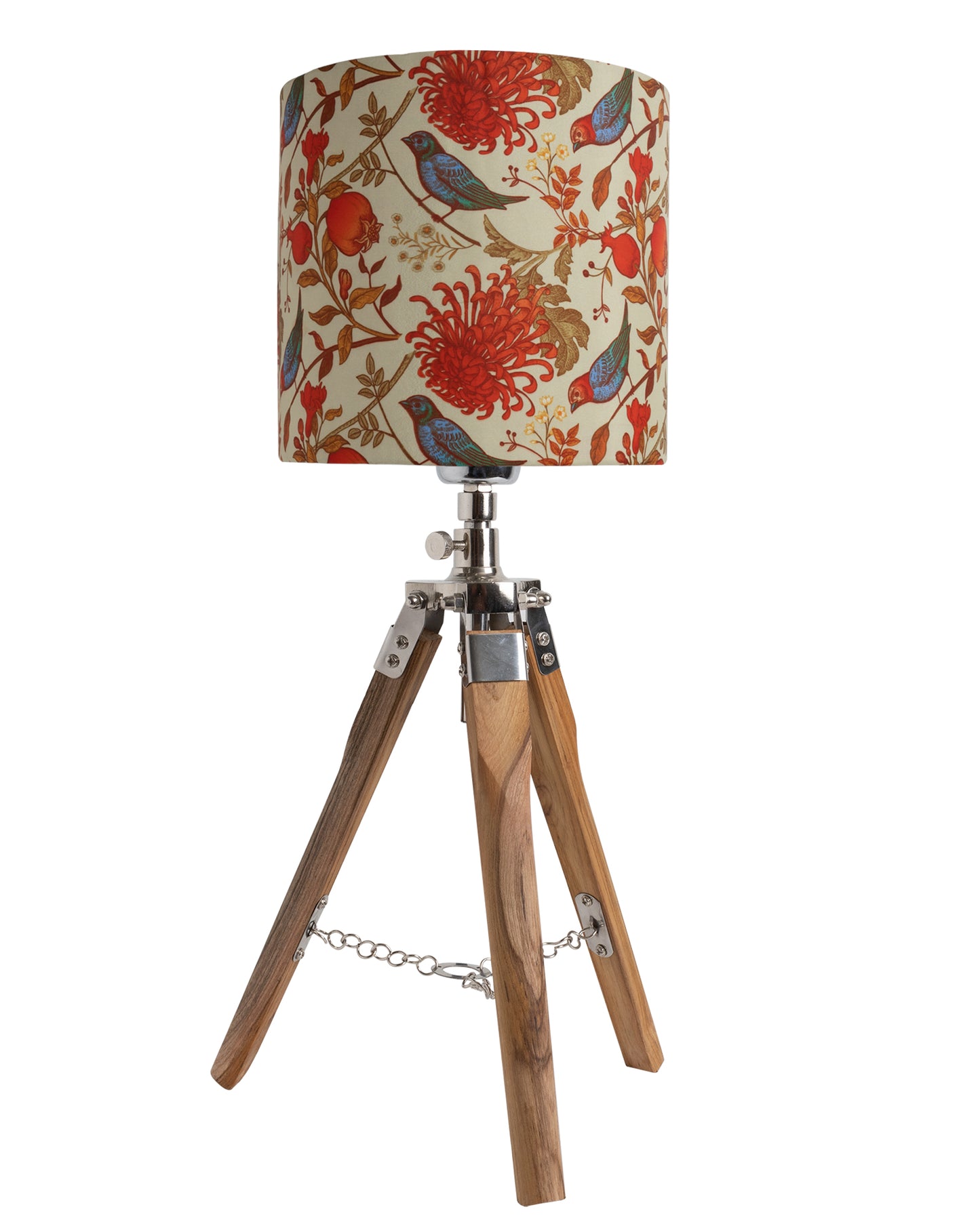 Modern Table Lamp, Wooden Base Modern Fabric Lampshade for Home Office Cafe Restaurant, Tripod