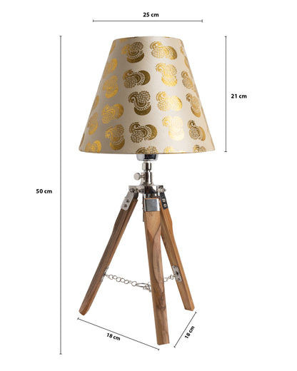 Modern Table Lamp, Wooden Base Modern Fabric Lampshade for Home Office Cafe Restaurant, Tripod