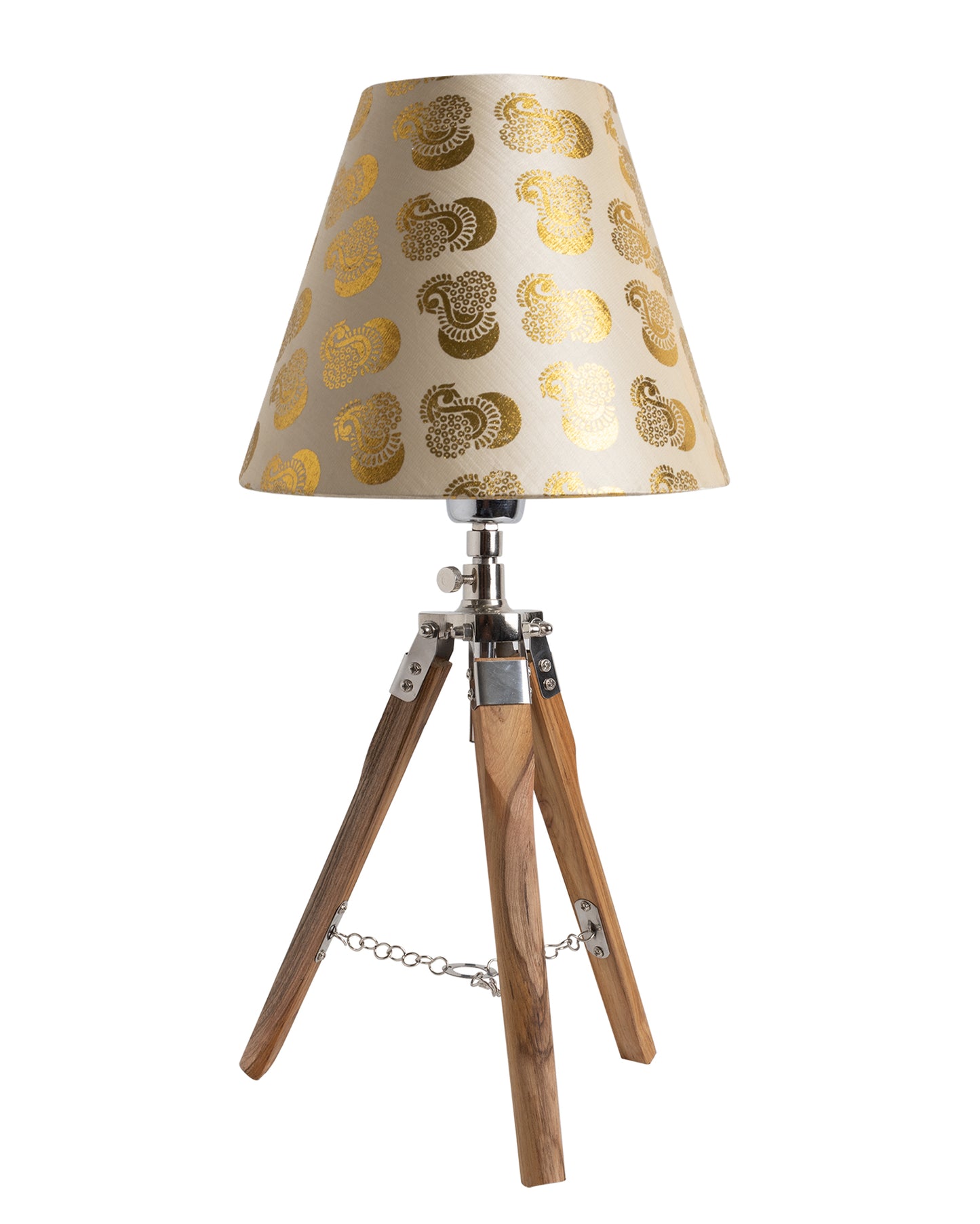 Modern Table Lamp, Wooden Base Modern Fabric Lampshade for Home Office Cafe Restaurant, Tripod