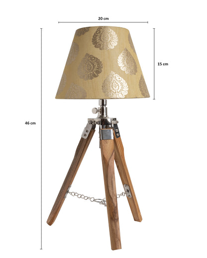 Modern Table Lamp, Wooden Base Modern Fabric Lampshade for Home Office Cafe Restaurant, Tripod